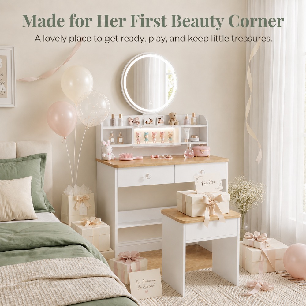 Perfect Gift for Her, Round Wo - Beauty Makeup Vanity Set review and price
