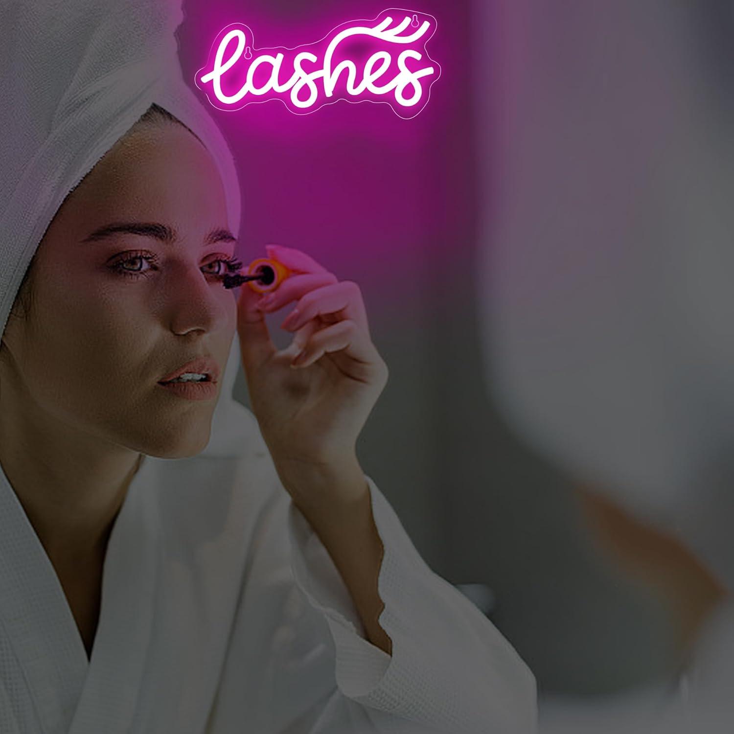 Lashes Neon Sign Lady Text Led - Beauty No Makeup review and price